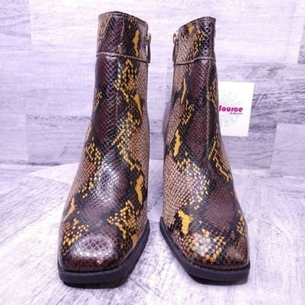 Franco Sarto Generous Snake Print Block Heel Ankl… - image 2
